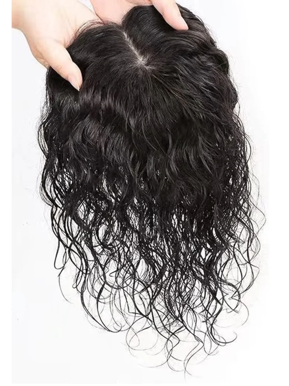 NWT Human Hair 10” Topper Curly Wavy Wig